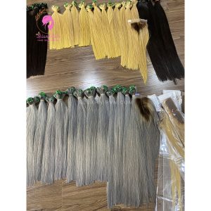 yellow blonde grey color bone straight hair