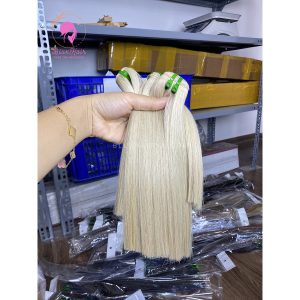 ash blonde color bone straight human hair extension Bluxhair