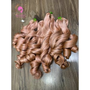 pink color bouncy curls human hair extension Bluxhair